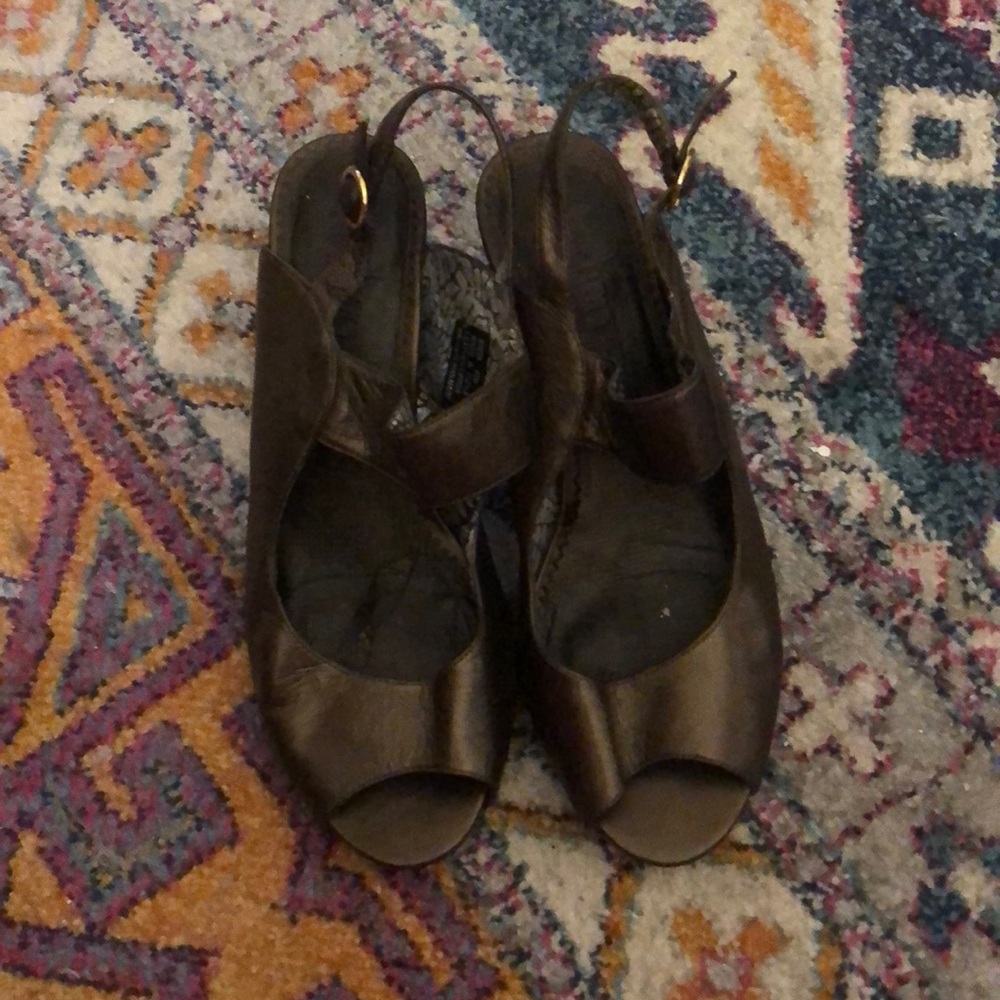 Bronze Open Toed Sling Backs